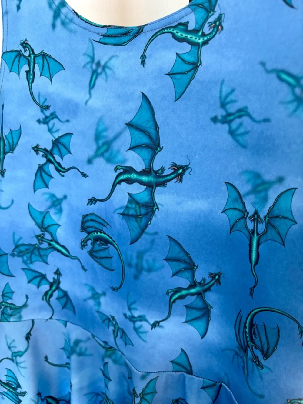 RARE | BlackMilk | Blue Ice Dragon Print  Skater Dress | Pockets | Medium - Picture 4 of 11